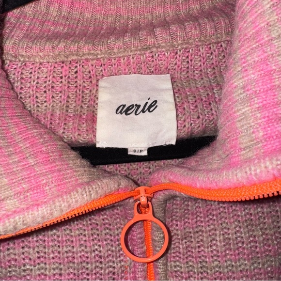 Aerie Pink and Gray Cowl Neck Sweater - Picture 2 of 3